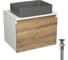 Комплект Bauedge тумба Bau Dream Blackwood 60, 1 ящик, раковина прямоугольная BAU Hotel 48x37, темно-серая матовая, выпуск клик клак, черный BD3035 1