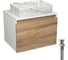 Комплект Bauedge тумба Bau Dream Blackwood 60, 1 ящик, раковина прямоугольная BAU Hotel 48х37, мрамор, выпуск клик клак, хром BD3016 1