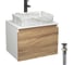Комплект Bauedge тумба Bau Dream Blackwood 60, 1 ящик, раковина прямоугольная BAU Hotel 48х37, мрамор, смеситель Hotel Stil черный, выпуск клик клак, черный BD3020 1