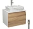 Комплект Bauedge тумба Bau Dream Blackwood 60, 1 ящик, раковина прямоугольная BAU Hotel 48х37, мрамор, смеситель Hotel Stil, нерж. сталь, выпуск клик клак, б BD3019 1