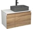 Комплект Bauedge тумба Bau Dream Blackwood 80, 1 ящик, дверца, раковина прямоугольная BAU Hotel 48х37, темно-серая матовая, смеситель Hotel Stil, черный BD3043 1