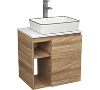 Тумба Bauedge Bau Dream Blackwood 60 правая, раковина BAU Hotel Black Rand 48х37, смеситель для раковины высокий Hotel Still, нержавеющая сталь SD3248