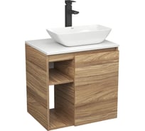 Тумба Bauedge Bau Dream Blackwood 60 правая, раковина BAU Spectrum mini 47х24 смеситель для раковины высокий Hotel Black, черный SD3211