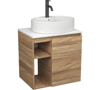 Тумба Bauedge Bau Dream Blackwood 60 правая, раковина BAU Nimb 51х41 белая, смеситель Hotel Dream Black, нерж. сталь, черный SD3343