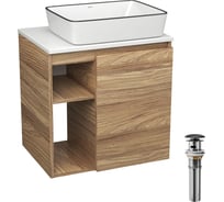 Тумба Bauedge Bau Dream Blackwood 60 правая, раковина BAU Hotel Black Rand 48х37, выпуск клик клак, черный SD3246