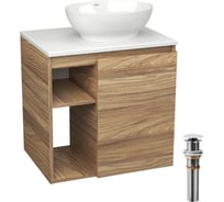 Тумба Bauedge Bau Dream Blackwood 60 правая, раковина BAU Nimb 41х33, выпуск клик клак, белый SD3272