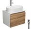 Тумба Bauedge Bau Dream Blackwood 60, 1 ящик, раковина овальная BAU Nimb 55x35, смеситель Hotel Stil, нерж. сталь, выпуск клик клак, черный BD2911 1