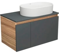 Тумба Bauedge Bau Dream Blackwood 80 графит, 1 ящик, дверца, раковина овальная BAU Nimb 55х35 BD2925
