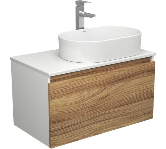 Тумба Bauedge Bau Dream Blackwood 80, 1 ящик, дверца, раковина овальная BAU Nimb 55х35, смеситель Hotel Stil, нерж. сталь BD2916 1