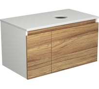 Тумба Bauedge Bau Dream Blackwood 80, 1 ящик, дверца, раковина овальная BAU Nimb 55х35, смеситель Hotel Stil черный, выпуск клик клак, черный BD2924