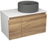 Тумба подвесная под раковину Bauedge Bau Dream Blackwood 80, 1 ящик, дверца слева, раковина круглая накладная BAU Element D41 BD2822 1