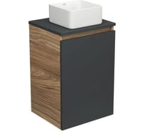 Тумба с раковиной Bauedge Bauedge (тумба Bau Dream Blackwood 40, графит + раковина накладная квадратная BAU Hotel mini Размер 24x24) BD1906