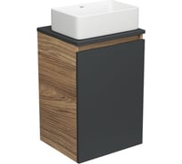 Тумба с раковиной Bauedge Bauedge (тумба Bau Dream Blackwood 40, графит + раковина санфаянс накладная прямоугольная BAU Hotel mini 37x23) BD1926