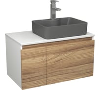 Комплект Bauedge тумба Bau Dream Blackwood 80, раковина BAU Cerama 48х37, темно-серая, смеситель Hotel Stil, нерж. сталь BD2837