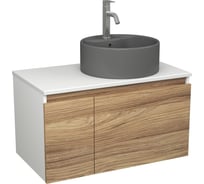 Комплект Bauedge тумба Bau Dream Blackwood 80, раковина круглая BAU Element D41, темно-серая, смеситель Hotel Dream, нерж. сталь BD2825