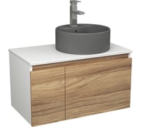 Комплект Bauedge тумба Bau Dream Blackwood 80, раковина круглая BAU Element D41, темно-серая, смеситель Hotel Stil, нерж. сталь BD2823