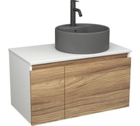 Комплект Bauedge тумба Bau Dream Blackwood 80, раковина круглая BAU Element D41, темно-серая, смеситель Hotel Dream Black, черный матовый BD2826