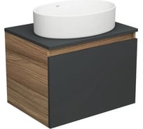 Тумба с раковиной Bauedge Bauedge (тумба подвесная Bau Dream Blackwood 60, графит + раковина санфаянс накладная овальная BAU Nimb Размер 50х36) BD1996