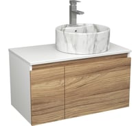 Комплект Bauedge тумба Bau Dream Blackwood 80, раковина круглая накладная BAU Element D41, мрамор, смеситель Hotel Stil, нерж. сталь BD2970