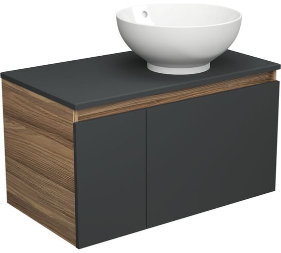 Тумба с раковиной Bauedge Bauedge (тумба подвесная Bau Dream Blackwood 80, графит + раковина чаша накладная круглая BAU Dream D41) BD2204 1
