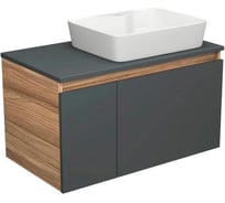 Тумба с раковиной Bauedge Bauedge (тумба подвесная Bau Dream Blackwood 80, графит + раковина прямоугольная накладная BAU Cerama 48х37, с отверстием под смеситель) BD2328