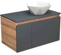 Тумба с раковиной Bauedge Bauedge (тумба подвесная Bau Dream Blackwood 80, графит + раковина накладная на столешницу BAU Crystal 40х40) BD2284