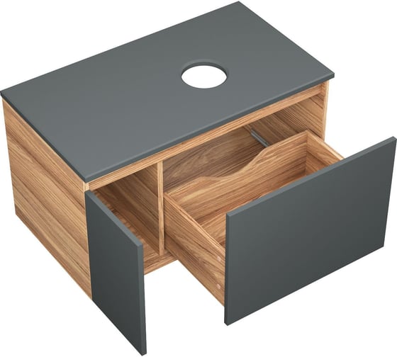 Тумба с раковиной Bauedge Bauedge (тумба подвесная Bau Dream Blackwood 80, графит + раковина накладная на столешницу BAU Crystal 40х40) BD2284