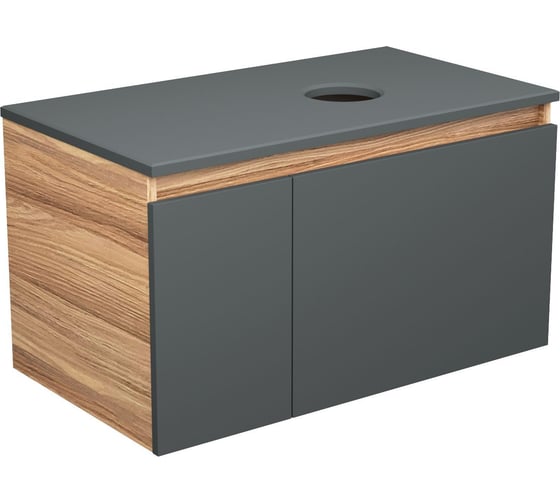 Тумба с раковиной Bauedge Bauedge (тумба подвесная Bau Dream Blackwood 80, графит + раковина накладная на столешницу BAU Crystal 40х40) BD2284