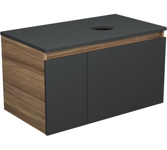 Тумба с раковиной Bauedge Bauedge (тумба подвесная Bau Dream Blackwood 80, графит + раковина накладная прямоугольная BAU Stil 50х40) BD2194 1