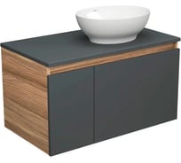 Тумба с раковиной Bauedge Bauedge (тумба подвесная Bau Dream Blackwood 80, графит + раковина накладная овальная BAU Nimb 41х33) BD2274