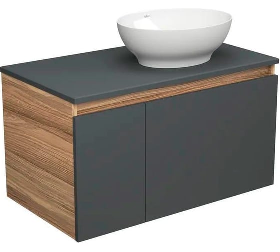 Тумба с раковиной Bauedge Bauedge (тумба подвесная Bau Dream Blackwood 80, графит + раковина накладная овальная BAU Nimb 41х33) BD2274 1