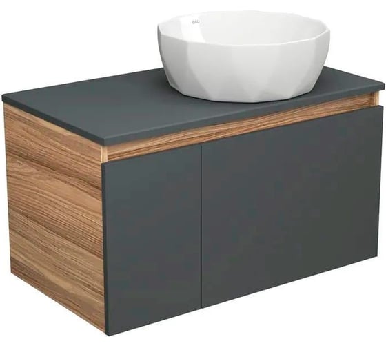 Тумба с раковиной Bauedge Bauedge (тумба подвесная Bau Dream Blackwood 80, графит + раковина накладная на столешницу BAU Diamond D40) BD2294 1