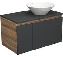 Тумба с раковиной Bauedge Bauedge (тумба подвесная Bau Dream Blackwood 80, графит + раковина санфаянс накладная круглая BAU Dream D43) BD2244