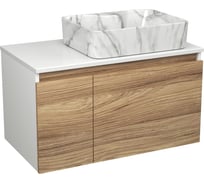 Комплект Bauedge тумба Bau Dream Blackwood 80, раковина прямоугольная BAU Cerama 48х37, мрамор BD2997