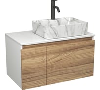 Комплект Bauedge тумба Bau Dream Blackwood 80, раковина прямоугольная BAU Cerama 48х37, мрамор, смеситель Hotel Dream Black, черный матовый BD3001