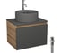 Комплект Bauedge тумба Bau Dream Blackwood графит 60, 1 ящик, раковина круглая BAU Element D41, темно-серая, смеситель Hotel Dream, нерж. сталь, выпуск клик к BD2861 1