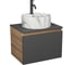 Комплект Bauedge тумба Bau Dream Blackwood графит 60, 1 ящик, раковина круглая накладная BAU Element D41, мрамор, смеситель Hotel Dream Black, черный матовый BD3055 1