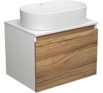 Тумба с раковиной Bauedge Bauedge (тумба подвесная под раковину Bau Dream Blackwood 60 + раковина санфаянс накладная овальная BAU Nimb 56х36, белая) BD1679