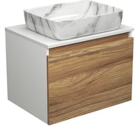 Тумба с раковиной Bauedge Bauedge (тумба подвесная под раковину Bau Dream Blackwood 60 + раковина санфаянс накладная BAU Hotel 48х37, мрамор) BD1689