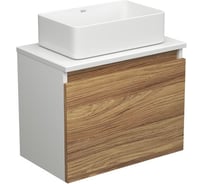 Тумба с раковиной Bauedge Bauedge (тумба подвесная под раковину Bau Dream Blackwood 50 + раковина санфаянс накладная BAU Hotel mini 37x23, белая) BD1609