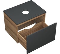 Тумба с раковиной и выпуском Bauedge (тумба Bau Dream 60, графит + раковина санфаянс накладная треугольная BAU Triangle 59х39, выпуск клик-клак, хром) BD1991