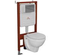 Комплект BAU 6 в 1 Bauedge: усиленная инсталляция BAU IDEAL, унитаз подвесной Creo Ceramique PROJECT 355х490х375 с быстросъемным сиденьем микролифт, клавиша BAU Light антивандальная, нерж. сталь хром E458103-PR1100N-E00105
