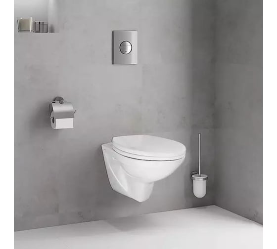 Комплект BAU 6 в 1 Bauedge: усиленная инсталляция BAU IDEAL, унитаз подвесной Creo Ceramique PROJECT 355х490х375 с быстросъемным сиденьем микролифт, клавиша BAU Light антивандальная, нерж. сталь хром E458103-PR1100N-E00105