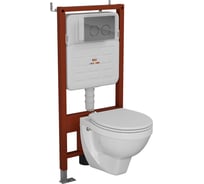 Комплект BAU 6 в 1 Bauedge: усиленная инсталляция BAU IDEAL, унитаз подвесной Creo Ceramique PROJECT 355х490х375 с быстросъемным сиденьем микролифт, клавиша BAU Round, хром E458103-PR1100N-E00113
