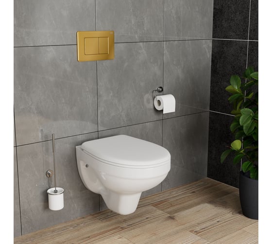 Комплект BAU 6 в 1 Bauedge: усиленная инсталляция BAU IDEAL, унитаз подвесной Rio Luxe 52х35, сиденье микролифт, клавиша BAU Light антивандальная, нерж. сталь E458103-30745-E00108
