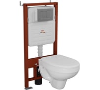 Комплект BAU 6 в 1 Bauedge: усиленная инсталляция BAU IDEAL, унитаз подвесной Rio Luxe 52х35, сиденье микролифт, клавиша BAU Light антивандальная, нерж. сталь E458103-30745-E00107