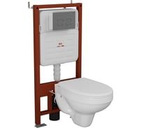 Комплект BAU 6 в 1 Bauedge: усиленная инсталляция BAU IDEAL, унитаз подвесной Rio Luxe 52х35, сиденье микролифт, клавиша BAU Round Gun gray серый металлик E458103-30745-E00114