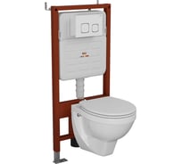 Комплект BAU 6 в 1 Bauedge: усиленная инсталляция BAU IDEAL, унитаз подвесной Creo Ceramique PROJECT 355х490х375 с быстросъемным сиденьем микролифт, клавиша BAU Strike, белая/хром E458103-PR1100N-E00104