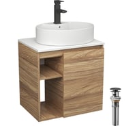 Тумба Bauedge Bau Dream Blackwood 60 правая, раковина BAU Nimb 51х41 белая, смеситель Hotel Black, черный, выпуск клик клак черный SD3349