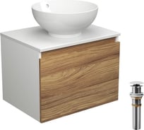 Тумба с раковиной и выпуском Bauedge (тумба подвесная Bau Dream 60 + раковина чаша BAU Dream D41, белая, выпуск клик-клак, белый) BD1632